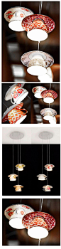 这盏名为Electric Mavis luminare的灯是使用回收的美丽陶瓷茶具为原材料，仅进行少量改造而成的，非常特别的一款设计。