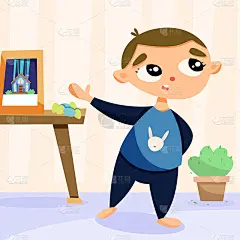 男孩需要糖果。孩子偷吃甜食。矢量图