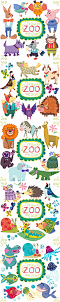 动物园各种可爱动物矢量图   - PS饭团网