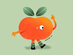 苹果绿生育 ipad characterdesign 水果橙苹果平面设计可爱人物插画