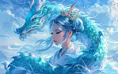 【AI数字艺术】古风美女中国风七夕节中秋节女孩卡通插画图片下载