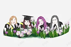 女生集体毕业照插画 免费下载 页面网页 平面电商 创意素材