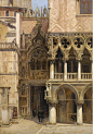 Antonietta Brandeis (Czech, 1849-1920).  Porta della Carta, Doge’s Palace, Venice. Oil on board 34,5 x 24 cm. 1886.: 