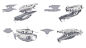 Spaceships sketches, Pavel Postovoit : A bunch of sketches done for Prop and vehicle design course with Sean Bigham