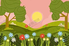 矢量春天背景 【酷图网】矢量春天背景,春天风景壁纸,春天壁纸,绿色背景,大自然,清新,景色,自然季节,春季,四季,插图,卡通,风景地形,