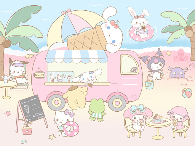 可爱插画ipad壁纸 三丽鸥 HelloKitty 迪士尼朋友 cr.一只Bunny- #电脑壁纸