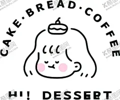 线条蛋糕女孩 【酷图网】线条蛋糕女孩,蛋糕贴纸,甜品不干胶,蛋糕转印贴,uv水晶标,海报素材