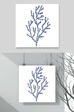 极简珊瑚树海洋生物手绘矢量素材
