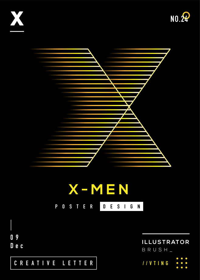 创意字母海报设计X