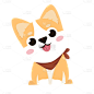 扁平可爱柯基动物贴纸-SVG5