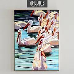 客厅竖版油画装饰画纯手绘现代简约过道壁画卧室无框饭厅手工墙画