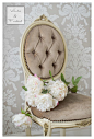 White peonies on French chair: 