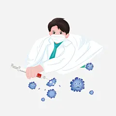 疫情医生打败病毒卡通手绘人物免抠png素材_新图网ixintu.com