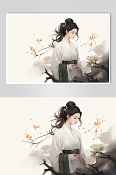 AI数字艺术新中式中国风美女人物插画-众图网