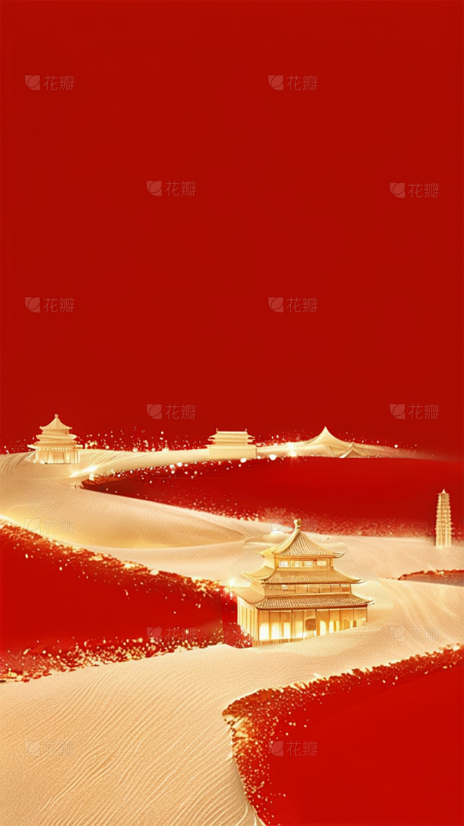 背景系列红金色流沙感建筑背景