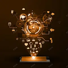 橘色光效商务黑科技背景 科技画册 科技背景 黑科技 背景 设计图片 免费下载 页面网页 平面电商 创意素材