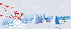 腊梅雪景小清新手绘banner高清素材 暖冬 免费下载 页面网页 平面电商 创意素材