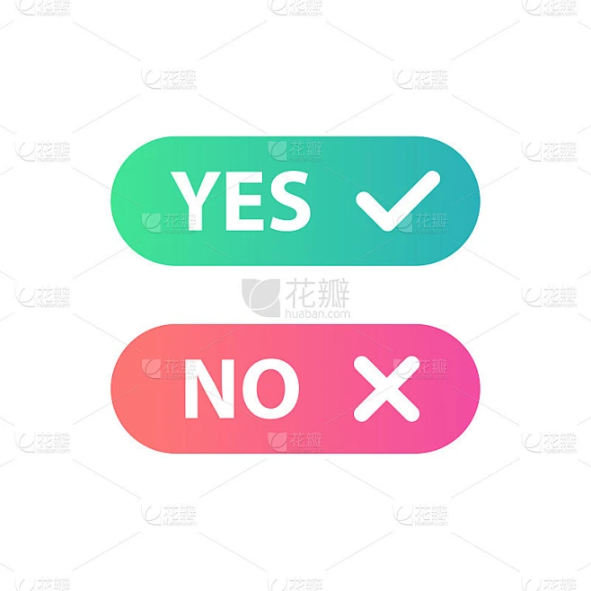 打勾和交叉符号。绿色复选标记OK和红色X图标向量。圆圈符号是和否按钮投票，决定，web，标志，应用程素材-花瓣网