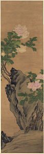 明 樊圻 设色牡丹轴 绢本 48.5x169.5