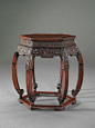 A HEXAGONAL HONGMU STOOL - 19TH CENTURY: