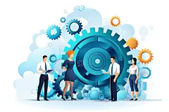 齿轮转动企业文化商务扁平风插画