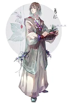 中草药拟人
白芍，人参，黄连
茯苓，灵芝，葛根
古风人物插画。（画师@空口说白头）
#古风插画# ​​​​