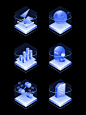 创意科技感3D立体蓝色UI图标icon - 源文件
