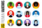 Flat User Icon Male female avatars user