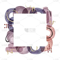由抽象水彩形状制成的方形框架。明信片，放置文字或照片的地方。