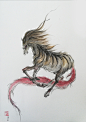 《山海经》{鹿蜀}
其状如马而白首，其文如虎，而赤尾，其音如谣，佩之宜子孙
