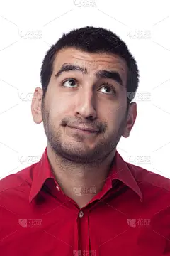 做鬼脸,青年男人,从容态度,人,白色背景,仅一个男人,休闲装,白人,20到29岁,假笑