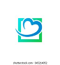 Blue heart icon in green box 库存矢量图