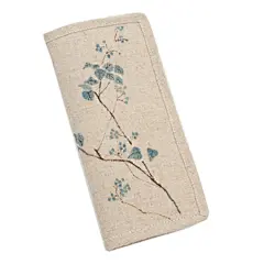 瑕疵品 青叶 复古手绘帆布手工布艺2013新款女士两折钱包长款 ilure 原创 设计 正品 代购  中國