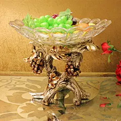 欧美式复古果盘高 档创意摆件 糖果盘 葡萄树果盘 树脂工艺礼品