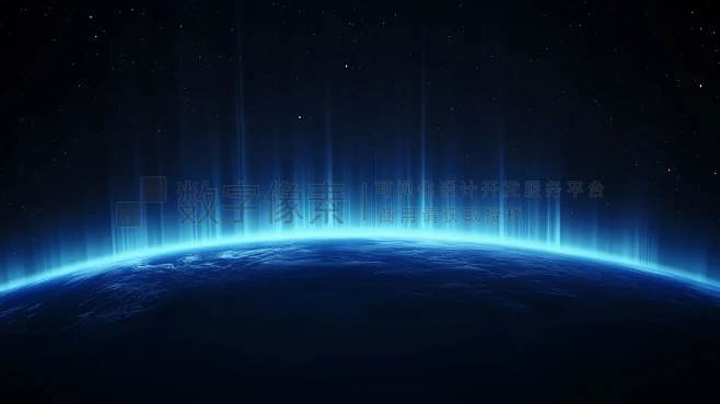 科技感发光地球地平线星空背景图2-花瓣网