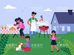 家庭娱乐活动  - 源文件下载【酷图网】家庭娱乐活动,家庭,全家福,爸爸妈妈,孩子,亲子,卡通人物,玩耍,家人,亲情