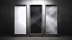 黑色竖版公交站牌广告牌海报样机模型图片
