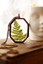 Real fern leaf necklace glass locket long by RubyRobinBoutique, €37.00: 