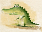 很感谢干干分享的水彩画笔，迫不及待的进行尝试 画了一张小鳄鱼，第一次尝试画水彩效-插画家园