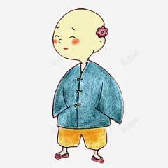 手绘戴花小和尚 免抠png 设计图片 免费下载 页面网页 平面电商 创意素材