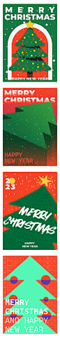 圣诞节几何矢量平面海报2023新年素材抽象设计矢量EPS