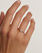 SOLITAIRE MEDIUM 钻石和白金戒指 - 18K solid white gold