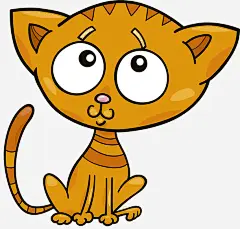 橘色小猫_新图网 https://ixintu.com 橘色猫咪 卡通动物 简笔画 线条 大眼睛 思考 插画 手绘平面