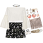 A fashion look from August 2016 featuring off the shoulder crop top, floral shorts and glitter flats. Browse and shop related looks.