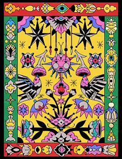 psychedelic poster colorful videogame geometric cubism hand drawn Poster Design Digital Art  vector