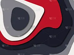 多色剪纸节目背景与现代蓝红白颜色