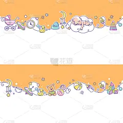 无缝边框玩男婴、女婴和玩具。