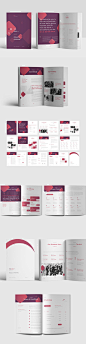 时尚简约高端的紫红色配色品牌手册画册楼书杂志设计模板（indd）