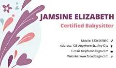 Certified Babysitter Personal Information Business Card