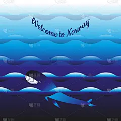 欢迎来到挪威。大海里盛产鱼。成功的钓鱼。休闲，旅游，钓鱼，语言学习的邀请模板。矢量插图。